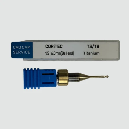 Фреза Т3/Т8 для CORiTEC - 1.5 мм, 6.0 мм цанга (Ball end) Ti/CoCr - CADCAM-Service