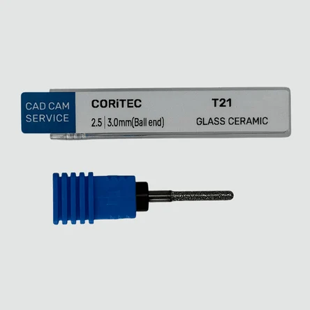 Фреза T21 для CORiTEC - 2.5 мм, 3.0 мм цанга (Ball end) Glass Ceramic - CAD/CAM-СЕРВИС