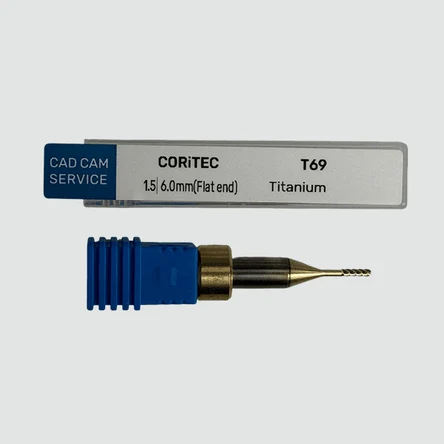 Фреза T69 для CORiTEC - 1.5 мм, 6.0 мм цанга (Flat end) Ti/CoCr