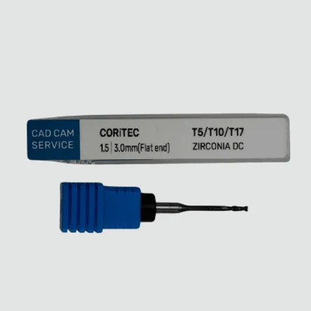 Фреза Т5/Т10/T17 для CORiTEC - 1.5 мм, 3.0 мм цанга (Flat end) Zr DC - CADCAM-Service