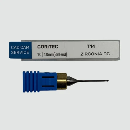 Фреза Т14 для CORiTEC - 1.0 мм, 6.0 мм цанга (Ball end) Zr DC - CAD/CAM-СЕРВИС