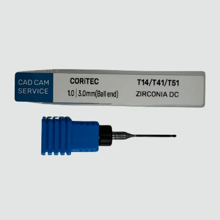 Фреза T14/T41/T51 для CORiTEC - 1.0 мм, 3.0 мм цанга (Ball end) Zr DC - CAD/CAM-СЕРВИС