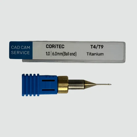 Фреза Т4/Т9 для CORiTEC - 1.0 мм, 6.0 мм цанга (Ball end) Ti/CoCr - CADCAM-Service